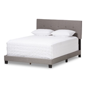 Baxton Studio Hampton Modern and Contemporary Light Grey Fabric Upholstered Queen Size Bed